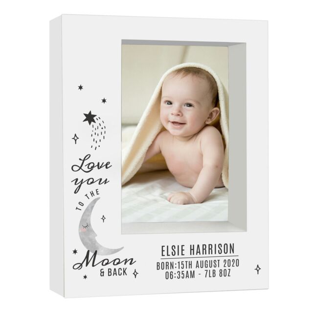 Personalised Baby To The Moon and Back 5x7 Box Photo Frame White One Size