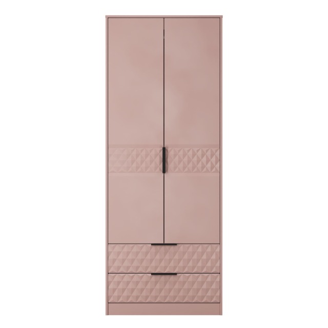 Islay Tall 2 Drawer Double Wardrobe in Kobe Pink (Ready Assembled) Pink Kobe Pink