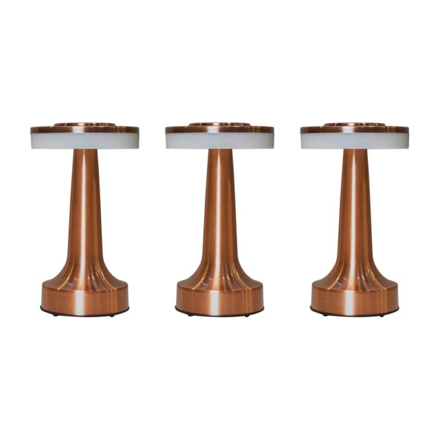 ValueLights Set of 3 Talence Copper LED Touch Table Lamp
