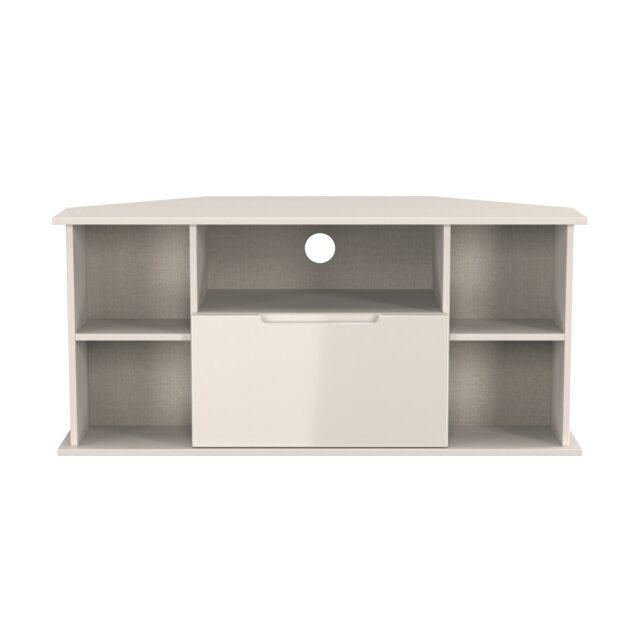 Lucca Corner TV Stand in Kashmir Gloss & Kashmir (Ready Assembled) Cream Kashmir Gloss & Kashmir