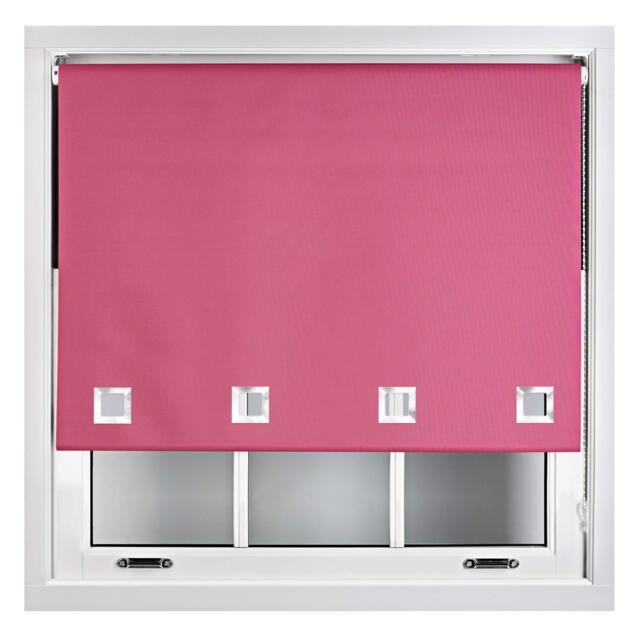 FURNISHED Blackout Roller Blinds with Large Square Eyelets Made to Measure Window Shade Pink Fuchsia (W) 210cm x (L) 210cm