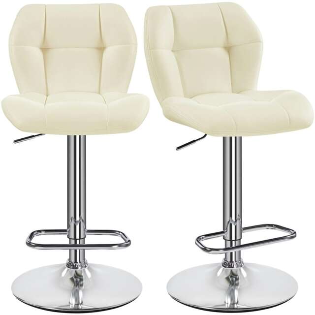 Yaheetech Set of 2 Modern Faux Leather Swivel Bar Chair