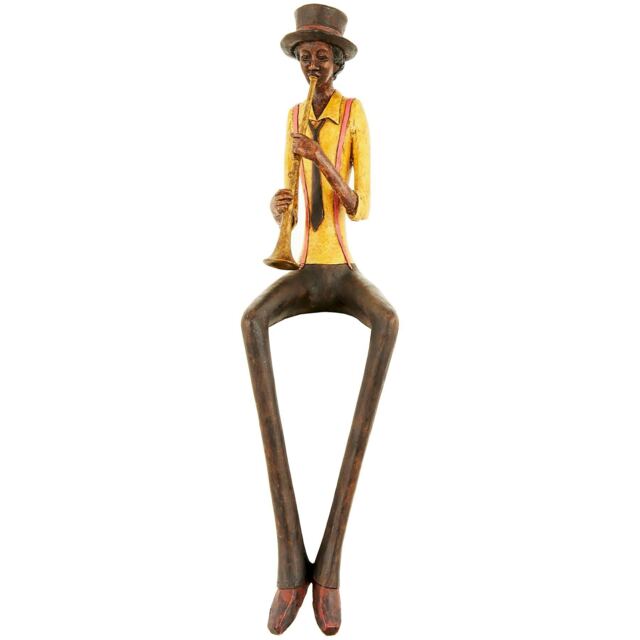 Hill Interiors Sitting Jazz Band Trumpeter - Brown/Yellow - One Size
