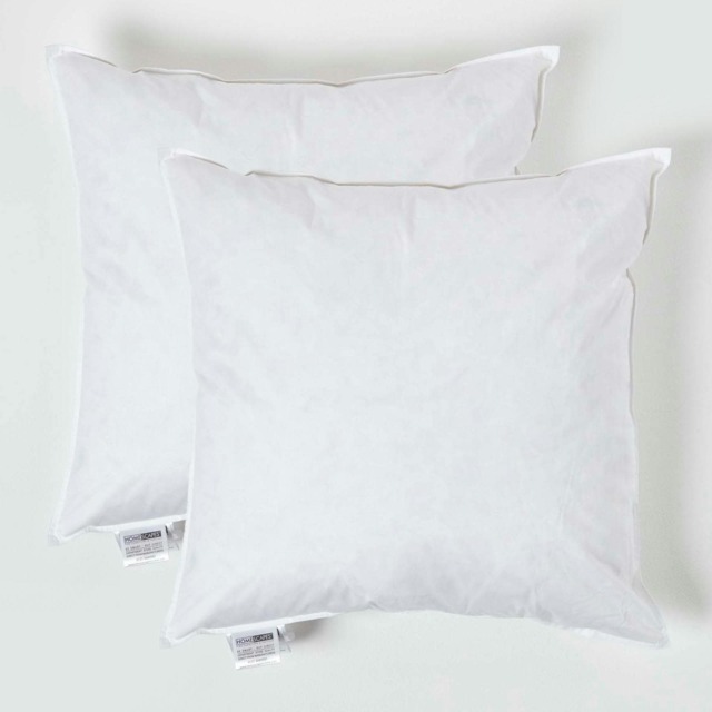 "Homescapes Luxury Duck Feather Cushion Pad Insert Inner 60 x 60 cm (24 x 24 inches) - Pack of 2 White 60 x 60 cm (24 x 24"")"