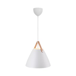 Nordlux Strap Indoor Pendant Light White Metal E27 Brown & Black Strap - Mains Powered, IP20