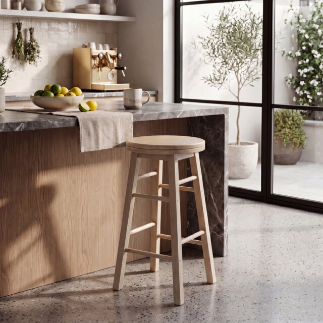 Chef Vida Wooden Revolving Bar Stool, Pine