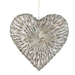 Medium Wicker Heart Wreath Grey Wash Finish Brown Natural