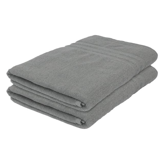 Nicola Spring Cotton Bath Sheets - 160cm x 90cm - Grey - Pack of 2