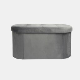 OHS Matte Velvet Soft Long Foldable Foot Stool Seat Lozenge Storage Organiser Ottoman Grey Charcoal