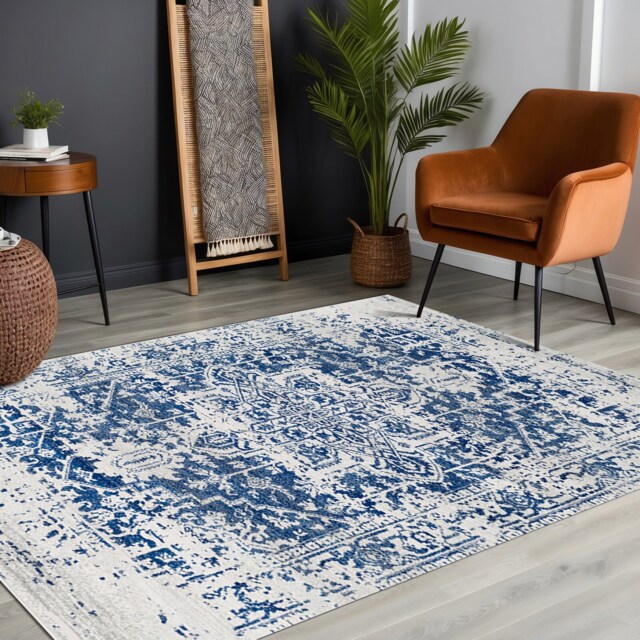 LIVABLISS Harput-Vintage Traditional Boho Rug 200 x 275 cm Grey Blue Orange White