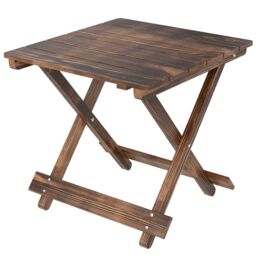 Outsunny Wooden Folding Garden Table, Folding Side Table Brown Carbonised finish 43 x 40 x 40 cm