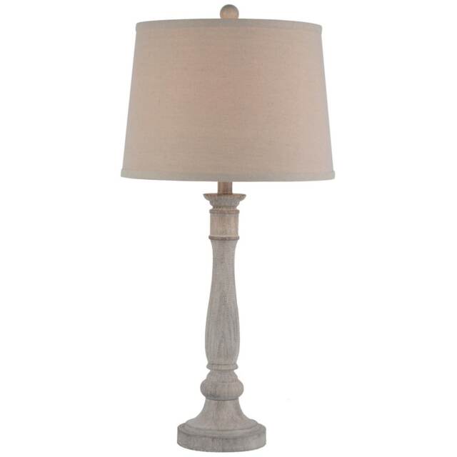 Stella Table Lamp with Linen Shade - Resin - L36 x W36 x H74 cm - White