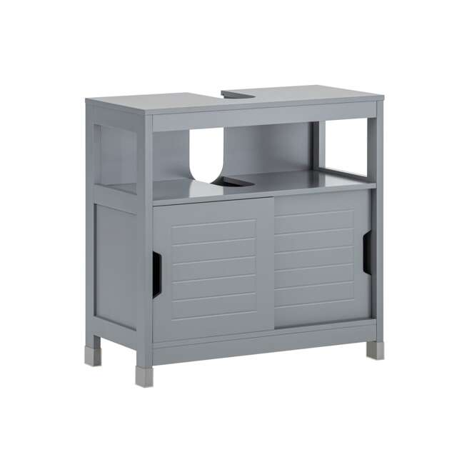 SoBuy FRG128-SG,Under Sink Bathroom Cabinet with Double Sliding Doors Grey Grey 1