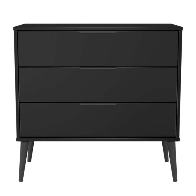 Fuji 3 Drawer Chest of Drawers in Black Matt (Ready Assembled) Black Black Matt