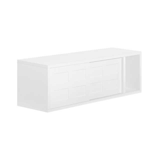 SoBuy Wall Mounted Storage Cabinet with Sliding Doors and Open Shelf, White, 29.5x7.9x9.1 inches, 7.4 kg - FHK18-W