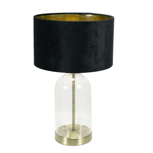 ValueLights Jessy Gold Table Lamp Black Velvet Gold Shade and Bulb