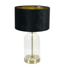 ValueLights Jessy Gold Table Lamp Black Velvet Gold Shade and Bulb