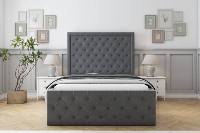 "Sloomy Vienna Armour Coniston Bed Frame With Mattress With 50"" Upholstered Headboard 5' King"
