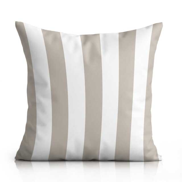 Wide Striped Large Outdoor Water-repellant Cushion Beige