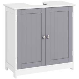 kleankin 60x60cm Under-Sink Storage Cabinet w/ Adjustable Shelf Grey White
