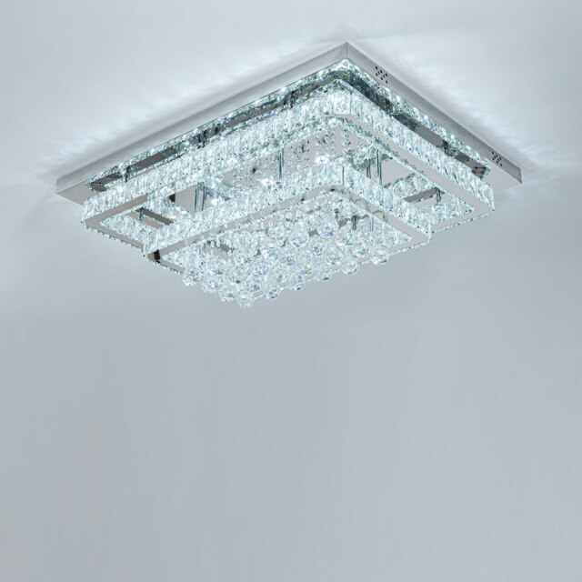 Living and Home Modern Crystal LED Flush Mount Ceiling Light Fixture