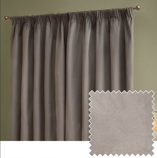 furn. The Ultimate Velvet Blackout Pencil Pleat Curtain Pair, Silver, (W)168x (D)229cm Silver Silver One Size