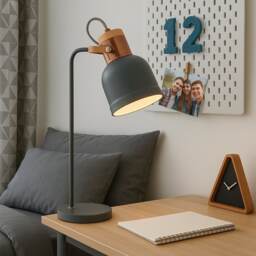 CGC Lighting CHAR Grey and Copper Adjustable Desk Lamp, Mild Steel, E27 Multi Grey and Copper Height: 49 cm, Length: 32 cm, Width: 18 cm