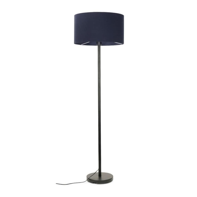 ValueLights Charlie Black Floor Lamp Navy Shade