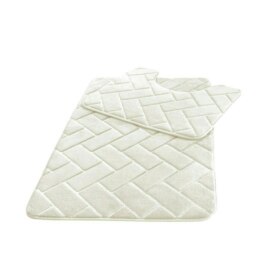 Memory Foam BLOCKS Bath Mat Set Cream