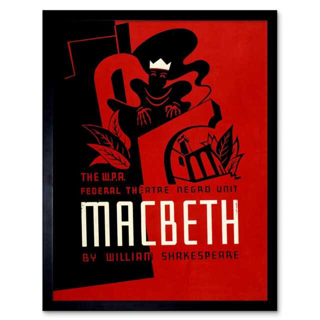 "Theatre Stage Play Macbeth Shakespeare USA 12x16"" Framed Wall Art Print"