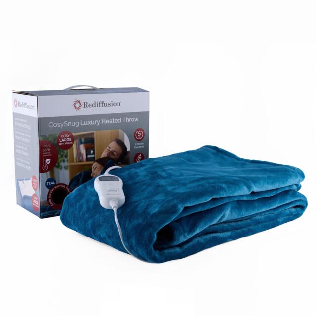 Rediffusion Electric Blanket, CosySnug, Luxury, 160x120cm, Soft Flannel and Plush Teddy Fleece, Digital Remote, Energy-Efficient 120W, Machine Washable, Teal - RED160120TT