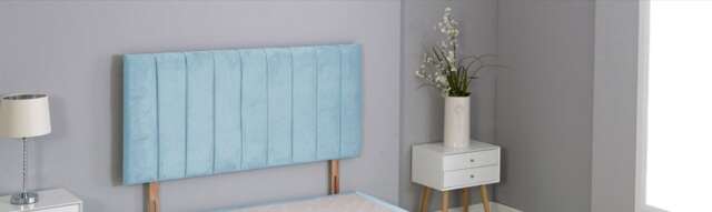 "Sky Blue Plush Velvet 9 Panel Headboard Multi 4FT6 Double 26""inch Headboard"