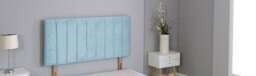 "Sky Blue Plush Velvet 9 Panel Headboard Multi 4FT6 Double 26""inch Headboard"