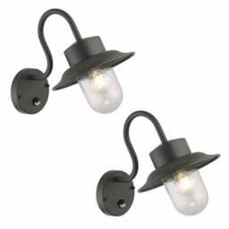 Set of 2 Montford - Black Motion Sensor Outdoor Wall Lights Black Clear 2