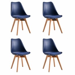 MCC Direct Set of 4 Plastic Dining Chairs with Solid Wooden Legs Kitchen Chairs Eva