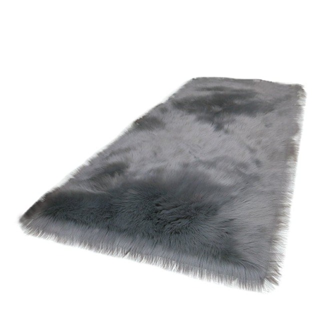 Living and Home Rectangular Super Soft Shaggy Area Rug, Grey, 90x60cm