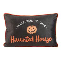 Something Different Haunted House Rectangular Filled Cushion - Black/Orange - 25cm x 3cm x 40cm