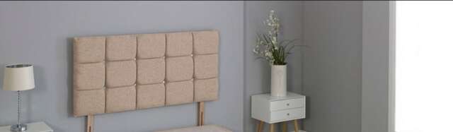 "Beige Linen Cube Headboard Multi 6FT Superking 26""inch Headboard"