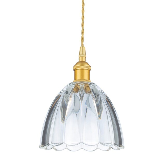 Wilshire Dome Pendant Light Satin Gold with Decorative Glass