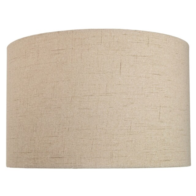 "Contemporary and Sleek Taupe Textured 14"" Linen Fabric Drum Lamp Shade 60w Max Cream Taupe 1"