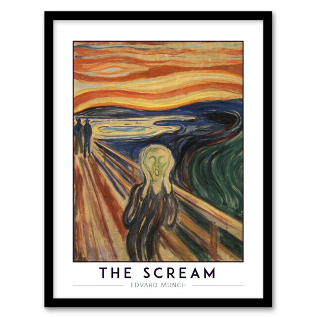 Edvard Munch The Scream Skrik Painting Framed Wall Art Print A4 Orange