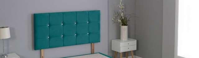 "Green Plush Velvet Cube Headboard Green 3FT Single 26""inch Headboard"