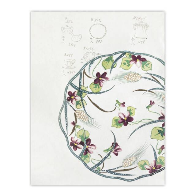 "Vintage Floral Plate Design Retro Japan Wall Art Print Noritake 12x16"""