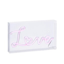 BHS Glow Kid's LED Love Neon Light Box Table Lamp, Pink