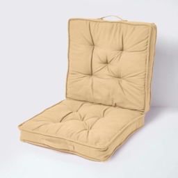"Homescapes Taupe Beige Cotton Travel Back Support Booster Cushion Brown Taupe beige 50cm x 50cm (20"" x 20""), Seat and back cushion 10 cm deep"
