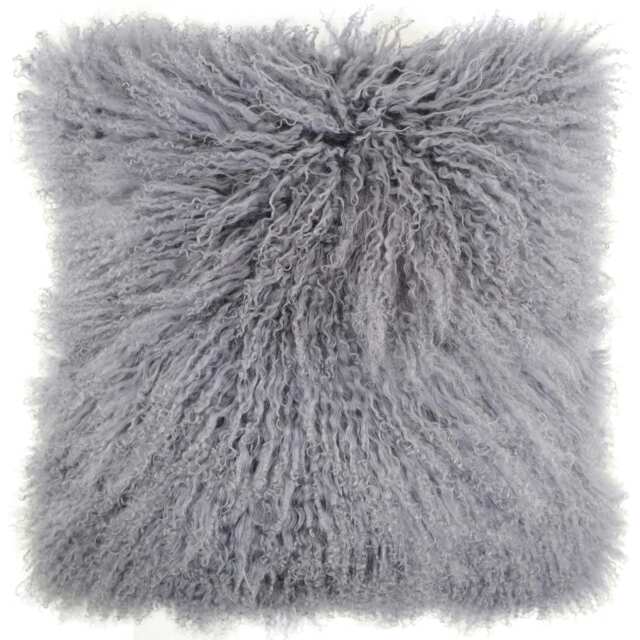 SNUGRUGS Mongolian Sheepskin Cushion - Large Square - 60cm x 60cm Grey 60 x 60cm