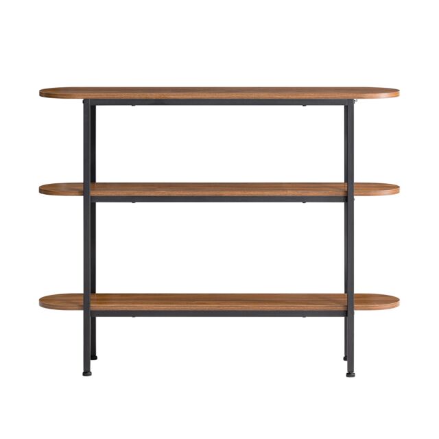 SoBuy 3-Tier Console Table, Walnut Effect & Black Metal Frame, 43.3x9.8x33.9 inches, 13.4 kg - FSB67-WS