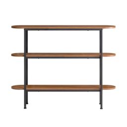 SoBuy 3-Tier Console Table, Walnut Effect & Black Metal Frame, 43.3x9.8x33.9 inches, 13.4 kg - FSB67-WS