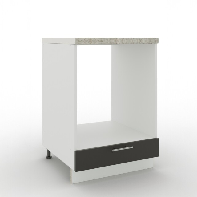 JD Greta Adjustable Legs Kitchen Base Oven Unit 600mm Cabinet With Front 60cm - Dark Grey Matt With Worktop