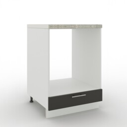 JD Greta Adjustable Legs Kitchen Base Oven Unit 600mm Cabinet With Front 60cm - Dark Grey Matt With Worktop